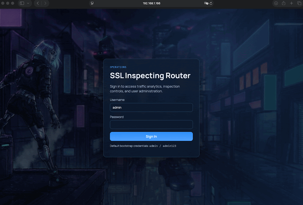 SSLInspectingRouter Dashboard Preview